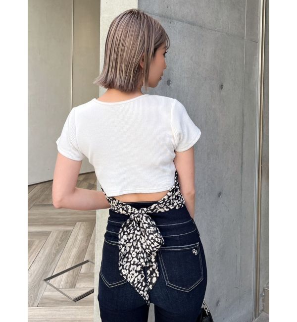 GYDA「レオパードバックリボントップス」|Tシャツ・カットソー|