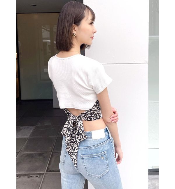 GYDA「レオパードバックリボントップス」|Tシャツ・カットソー|