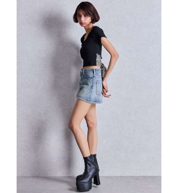 GYDA「レオパードバックリボントップス」|Tシャツ・カットソー|