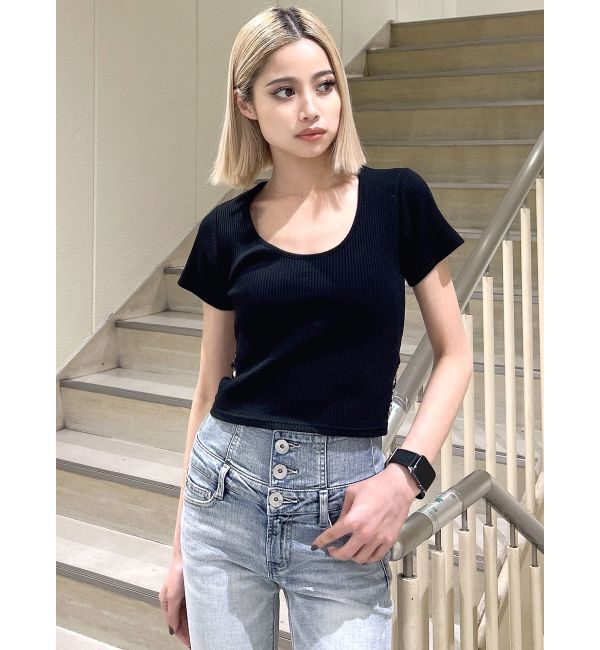 GYDA「レオパードバックリボントップス」|Tシャツ・カットソー|