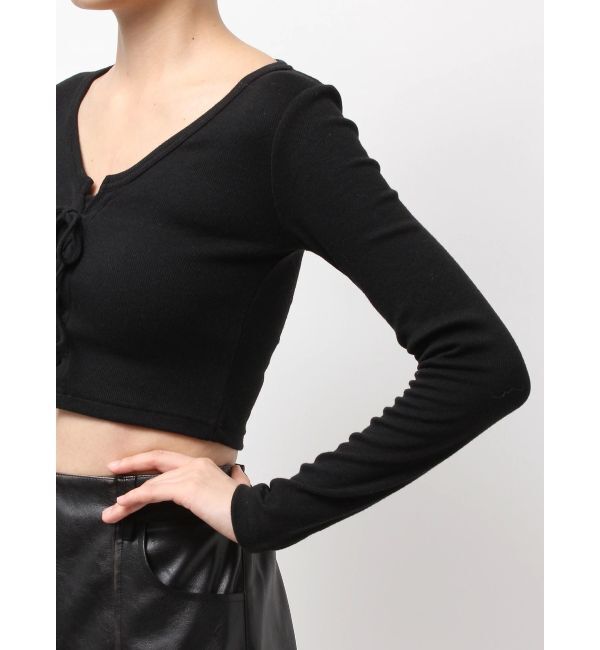 GYDA「フロントレースアップショートトップス」|Tシャツ・カットソー|