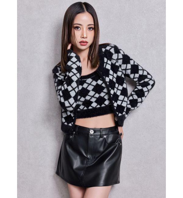 GYDA「Argyll patternミニシャギーニットキャミ」|キャミソール|