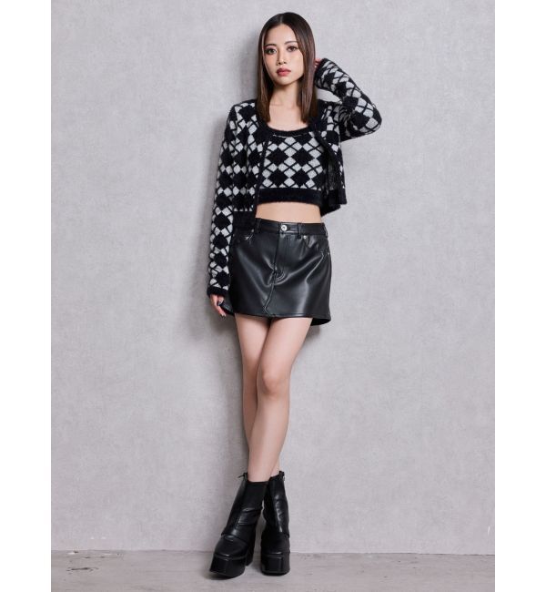 GYDA「Argyll patternミニシャギーニットキャミ」|キャミソール|