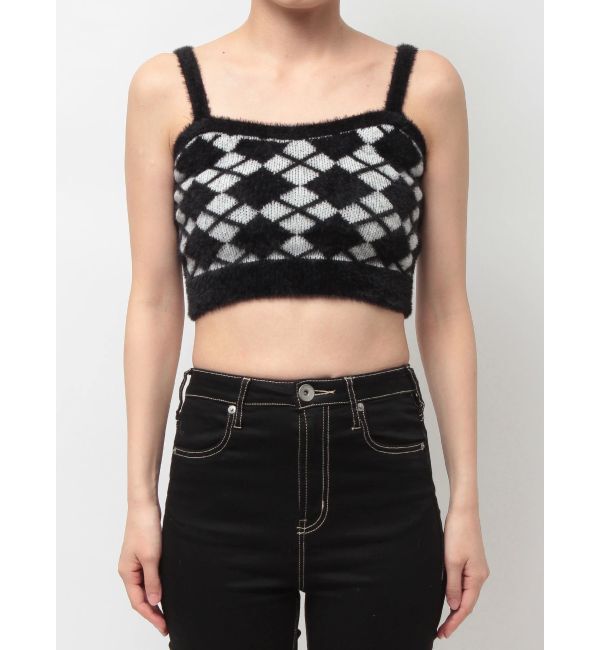 GYDA「Argyll patternミニシャギーニットキャミ」|キャミソール|