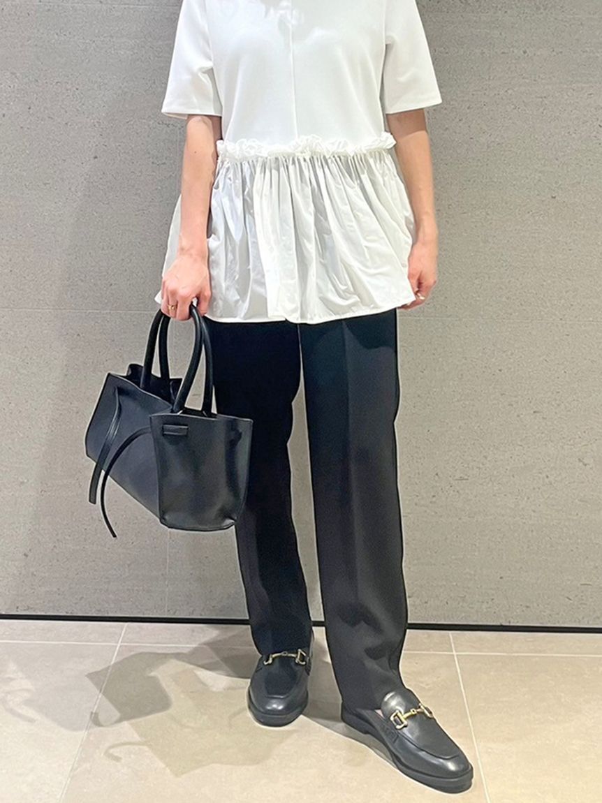 Mila Owen「【WEB限定カラー】後ろゴムセンタープレステーパードパンツ【ウォッシャブル】」|チノ|