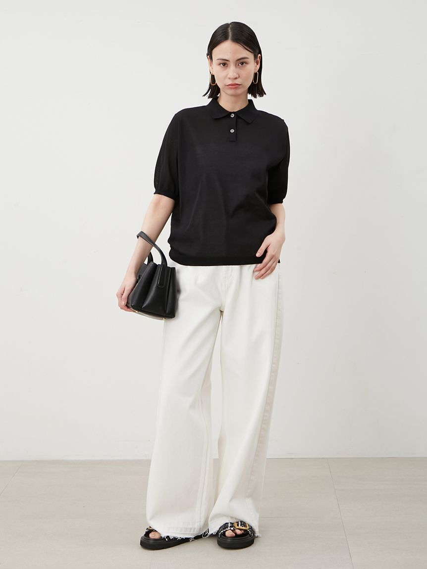 Mila Owen「【ウォッシャブル】撥水加工カットオフワイドデニムパンツ」|デニム|