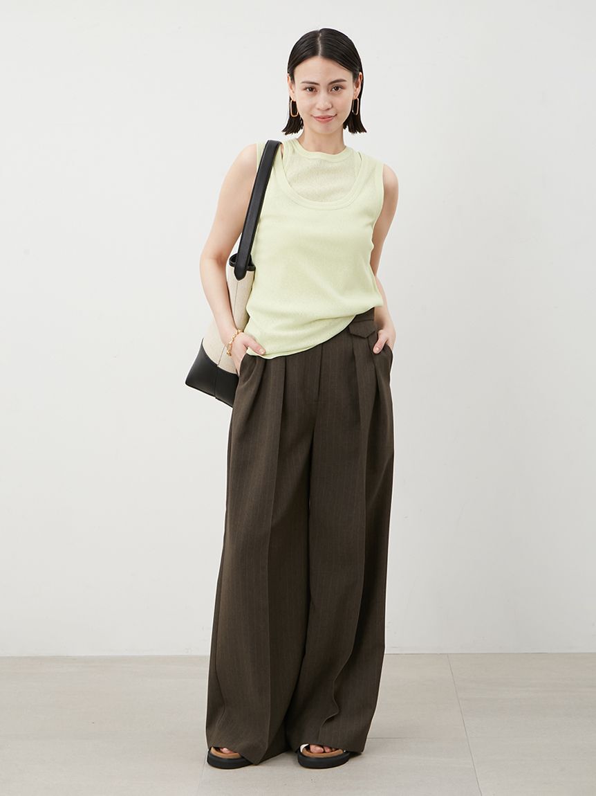 Mila Owen「フラップデザイン2タックワイドパンツ」|チノ|