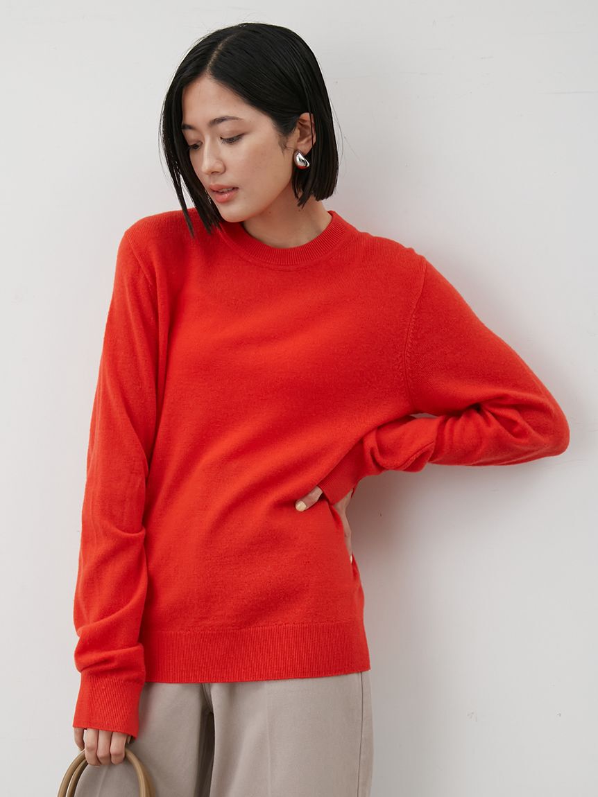 Mila Owen「ウール100％ベーシッククルーネックニット」|ニット・セーター|RED