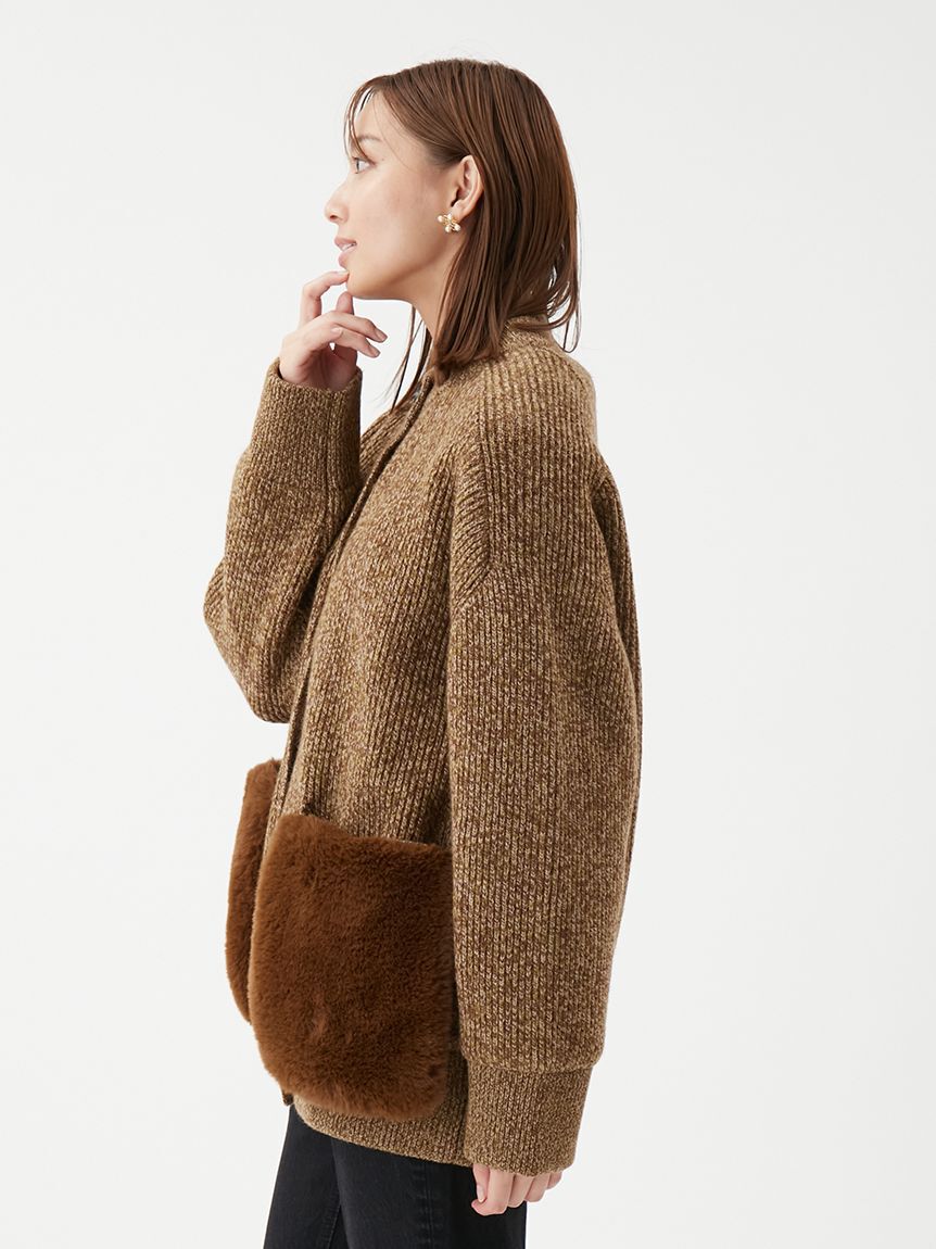 Mila Owen「2WAYファーポケットMIXヤーンカーディガン」|カーディガン|