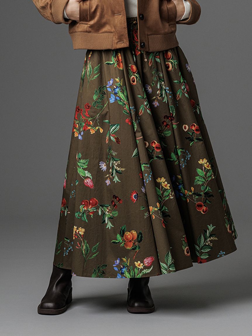 Mila Owen「ボタニカルウエストゴムギャザーマキシスカート」|スカート|