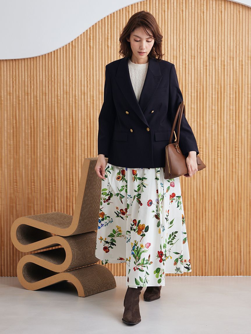 Mila Owen「ボタニカルウエストゴムギャザーマキシスカート」|スカート|