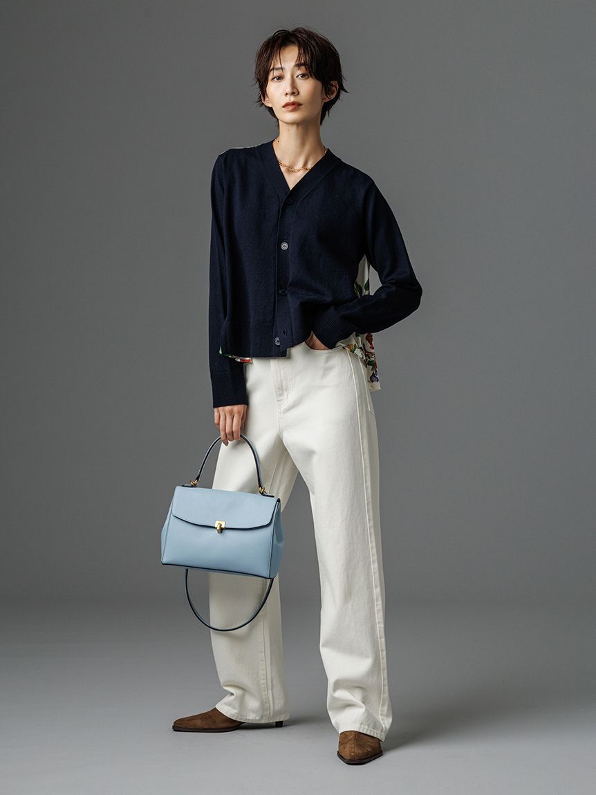 Mila Owen「【WEB限定カラー】カシミヤコットンボタニカルドッキングカーディガン」|カーディガン|