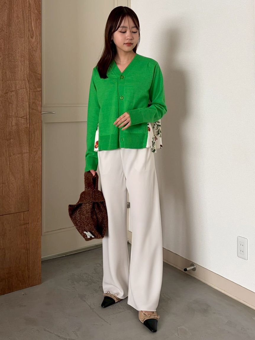 Mila Owen「【WEB限定カラー】カシミヤコットンボタニカルドッキングカーディガン」|カーディガン|