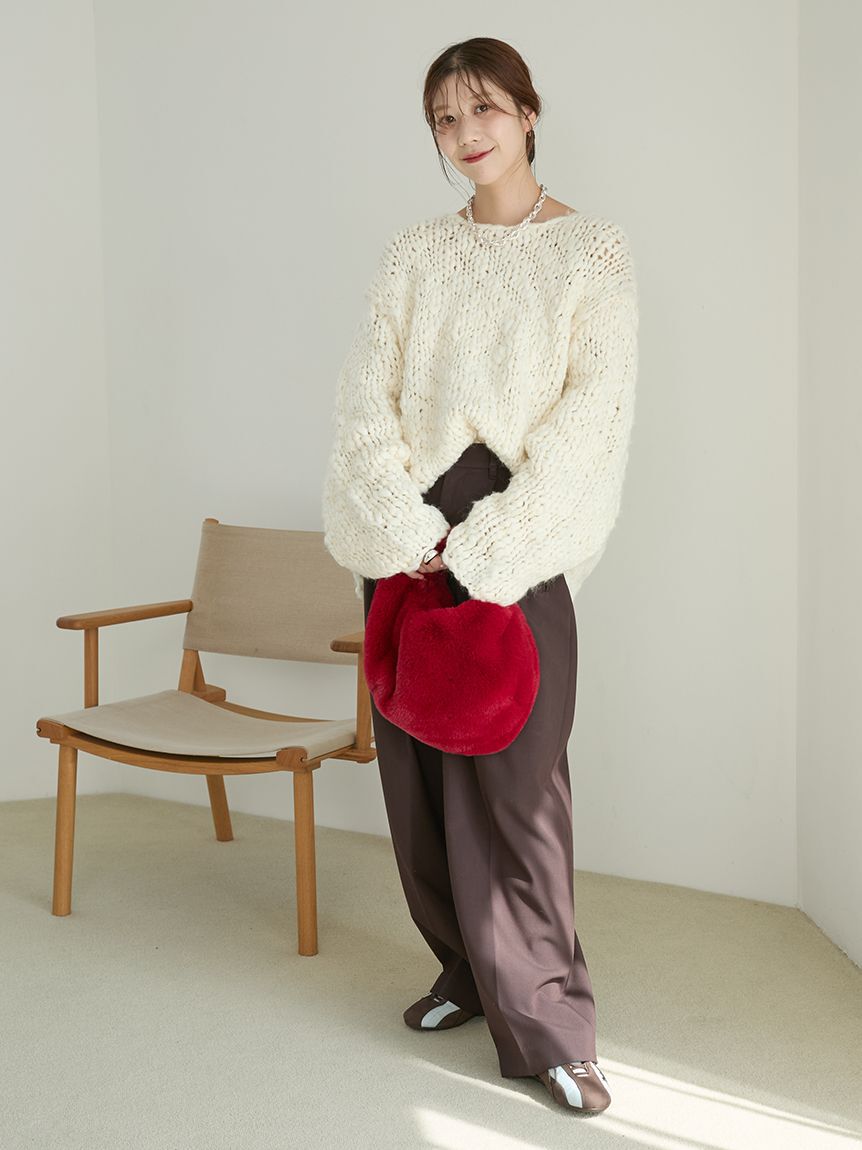 emmi atelier「ウール混ハンドニットプルオーバー」|ニット・セーター|