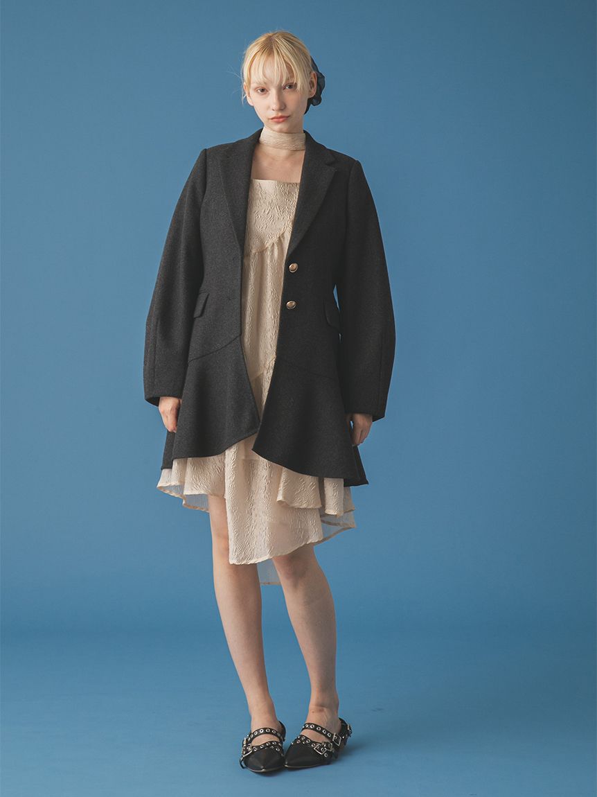 FURFUR「ツイードフレアドレスコート」|チェスターコート|