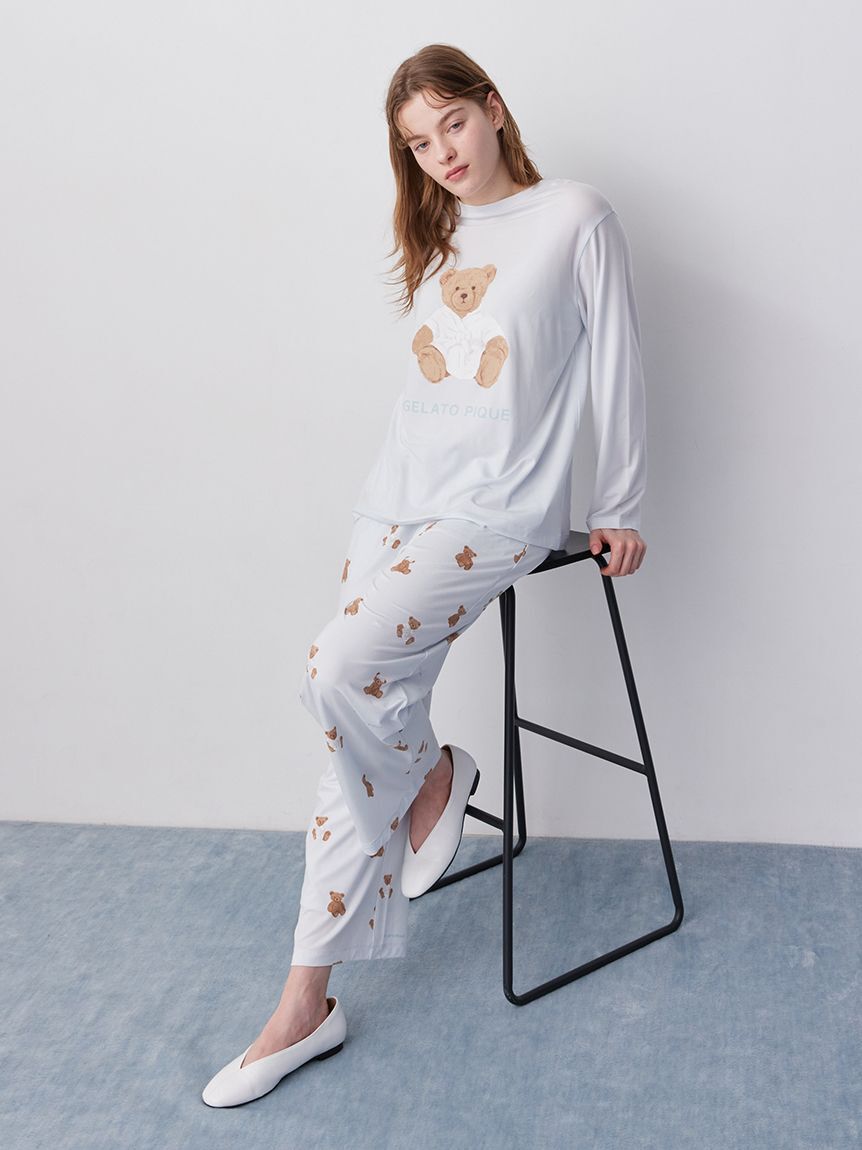gelato pique「抗菌防臭バスローブベア柄ロングパンツ」|ルームウェア|