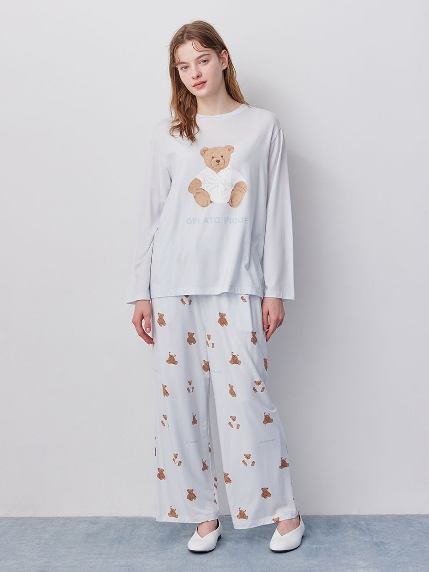 gelato pique「抗菌防臭バスローブベア柄ロングパンツ」|ルームウェア|