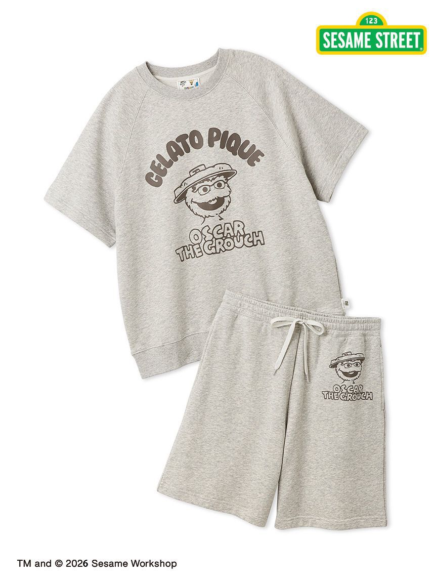 gelato pique「【SESAME STREET】【UNISEX】裏毛プルオーバー＆ハーフパンツセット」|ルームウェア|GRY