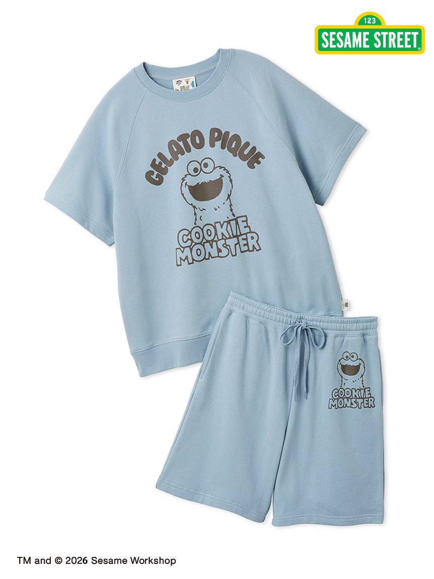 gelato pique「【SESAME STREET】【UNISEX】裏毛プルオーバー＆ハーフパンツセット」|ルームウェア|BLU