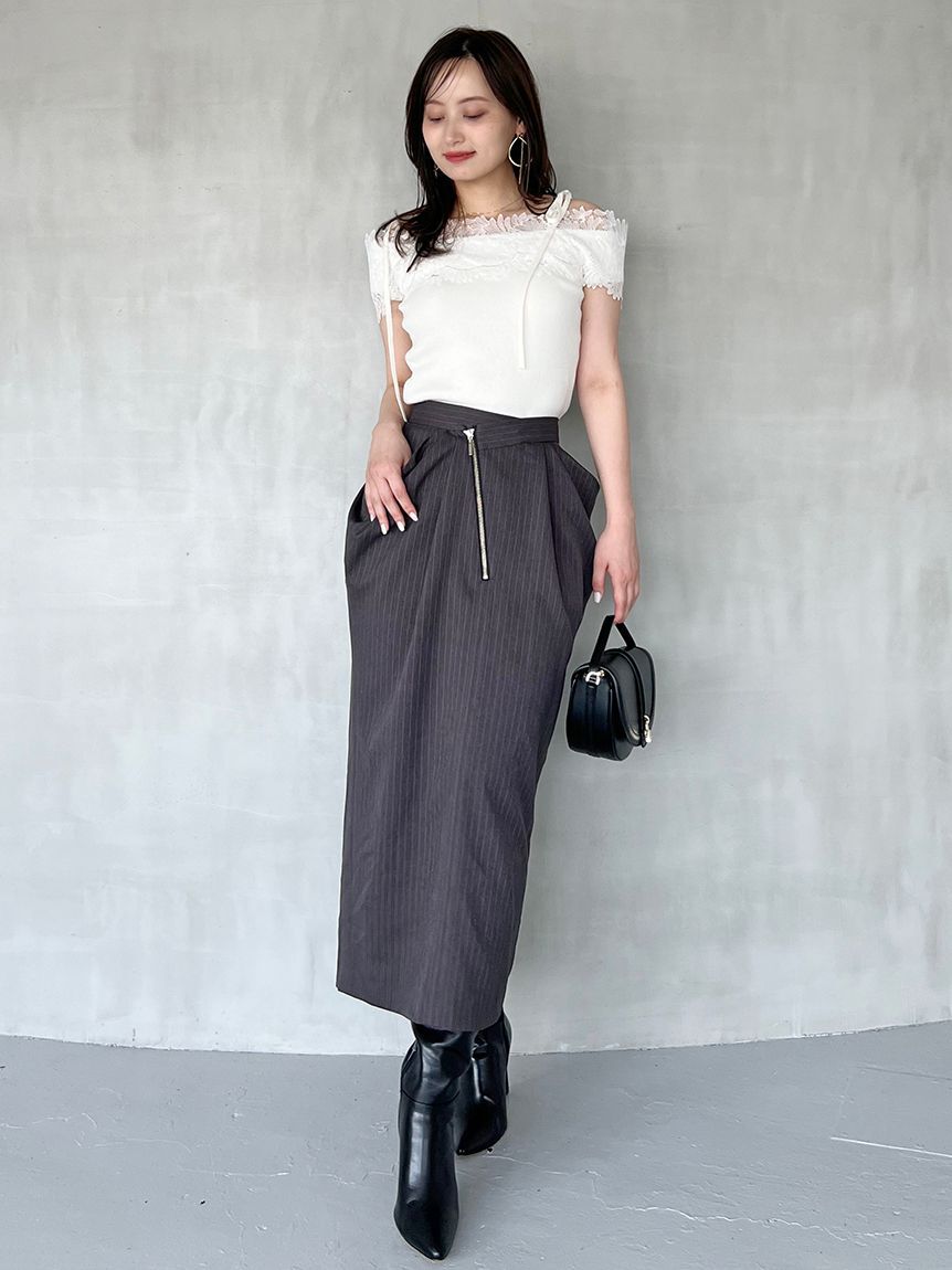 SNIDEL「アシメジップドレープスカート」|スカート|