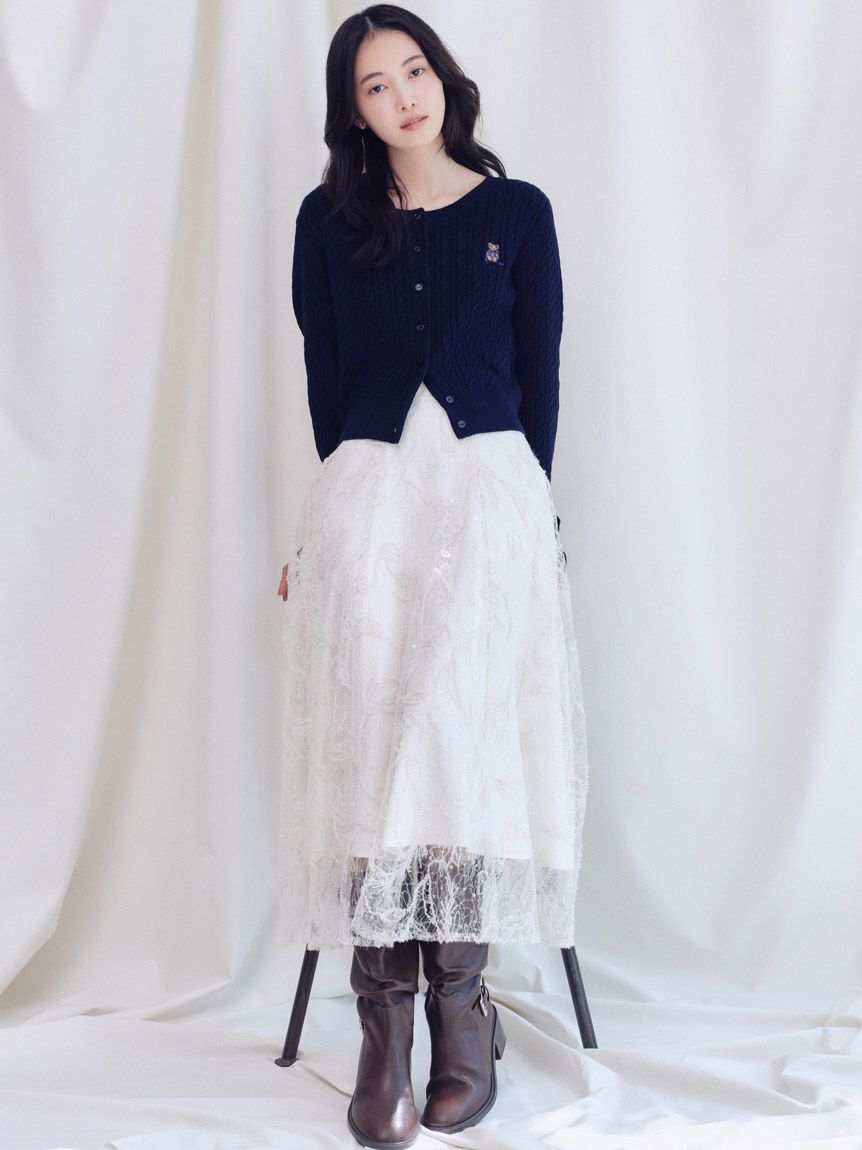 SNIDEL「リボンベアニットカーディガン」|カーディガン|