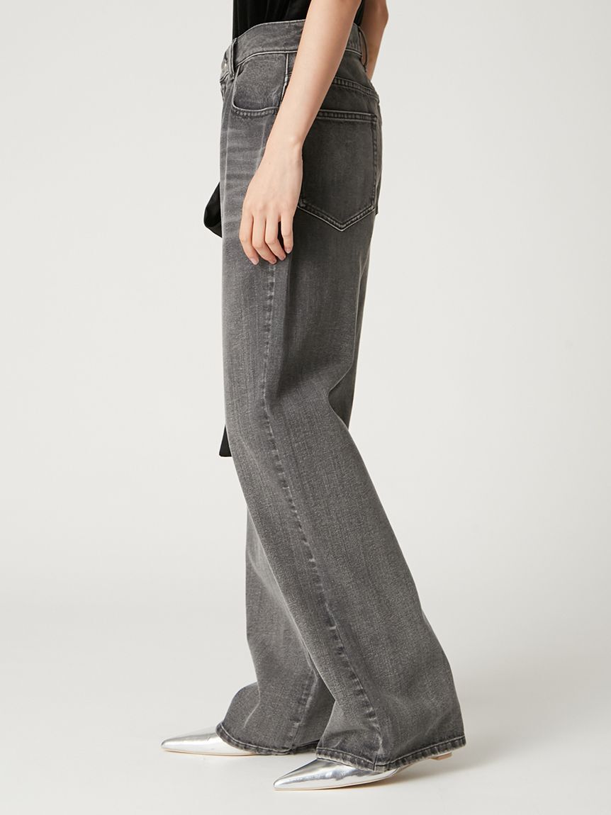 FRAY I.D「【00サイズ】リボンモチーフストレートワイドデニム」|デニム|