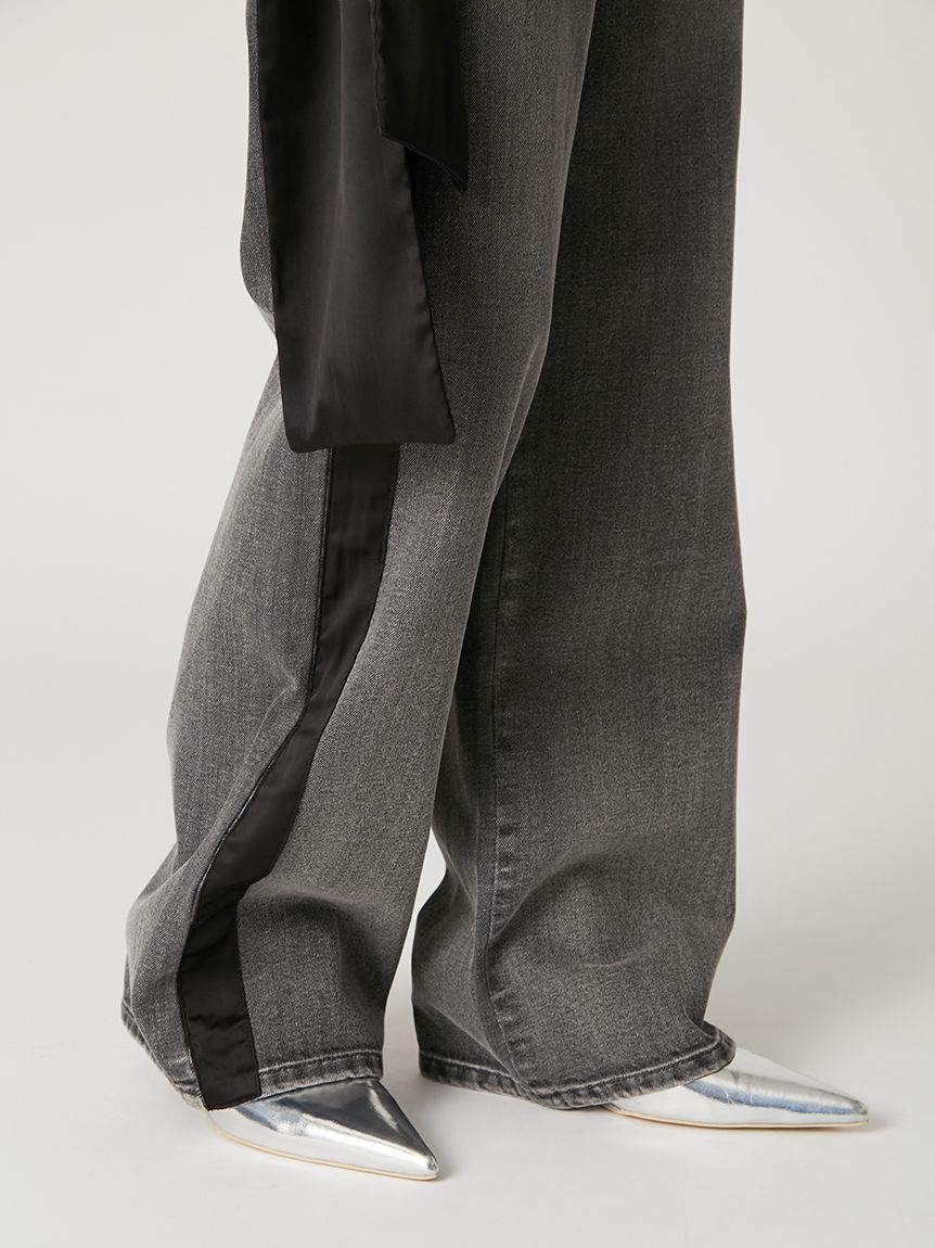 FRAY I.D「【00サイズ】リボンモチーフストレートワイドデニム」|デニム|