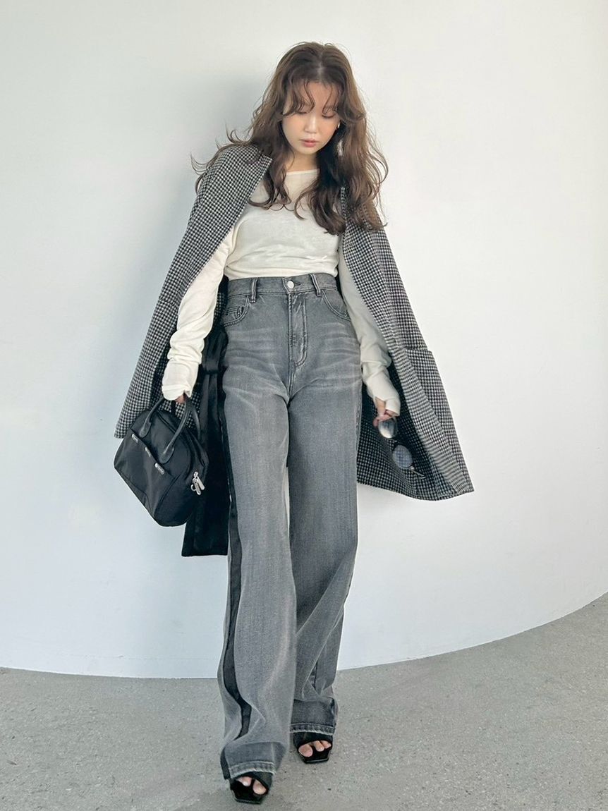 FRAY I.D「【00サイズ】リボンモチーフストレートワイドデニム」|デニム|