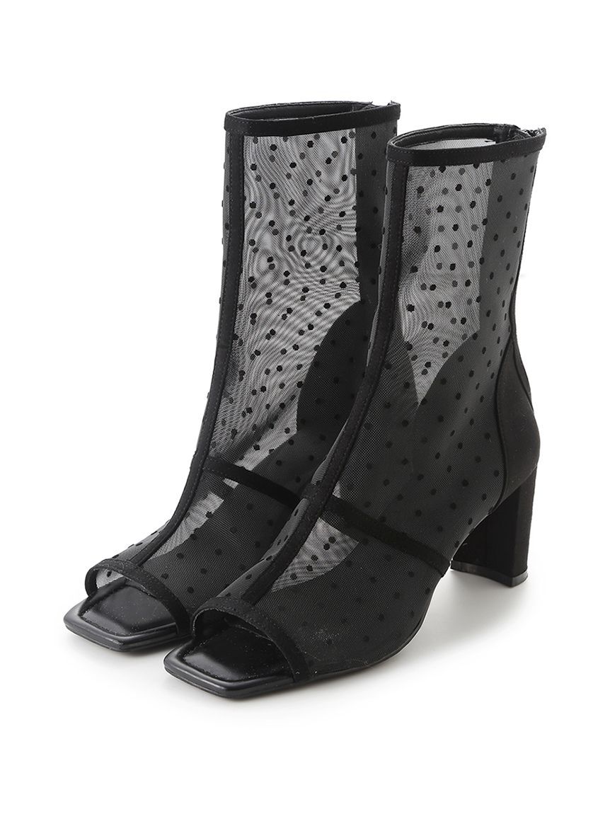 FRAY I.D「オープントゥメッシュブーツ」|ショートブーツ|BLK