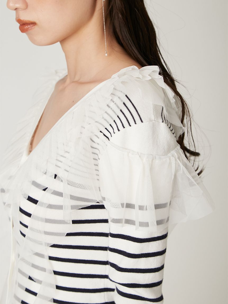 FRAY I.D「プリーツチュールフリルニット」|ニット・セーター|