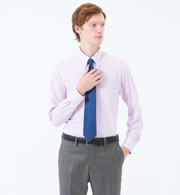 MACKINTOSH PHILOSOPHY「トロッター ボタンダウンシャツ 無地/トリコットストライプ」|シャツ・ブラウス|パープル