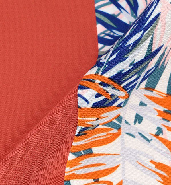  「【手洗い可】ブロッキングボタニカルプリントワンピース」|ワンピース|