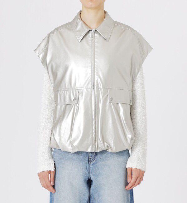  「シンセティックレザージップアップシャツ」|ブルゾン・スタジャン|