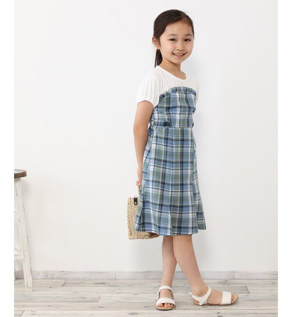 ikka kids「サイドタブドッキングワンピース（120~160cm）」|スカート|