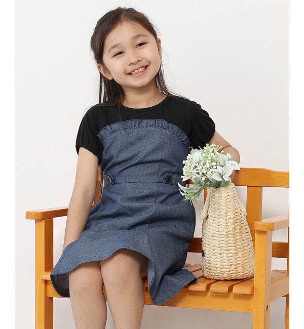 ikka kids「サイドタブドッキングワンピース（120~160cm）」|スカート|