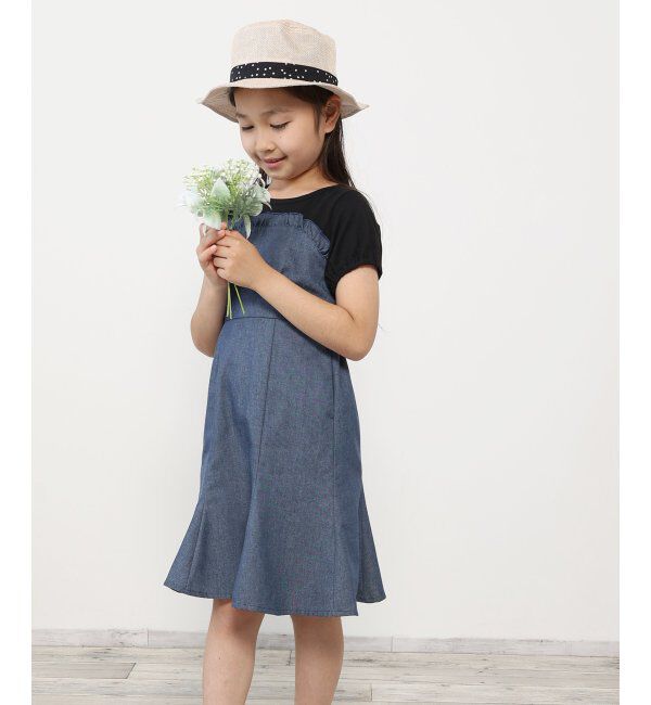 ikka kids「サイドタブドッキングワンピース（120~160cm）」|スカート|ネイビー