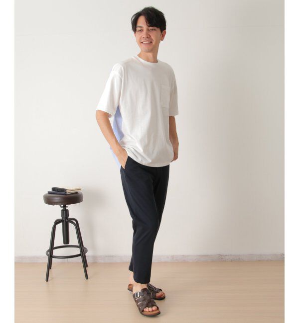 ikka「ストライプブロード切り替えTシャツ」|Tシャツ・カットソー|