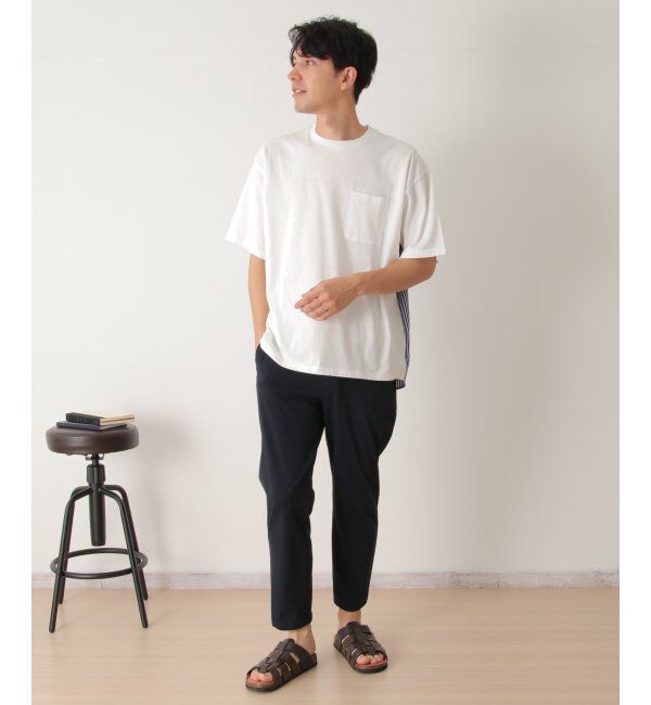 ikka「ストライプブロード切り替えTシャツ」|Tシャツ・カットソー|