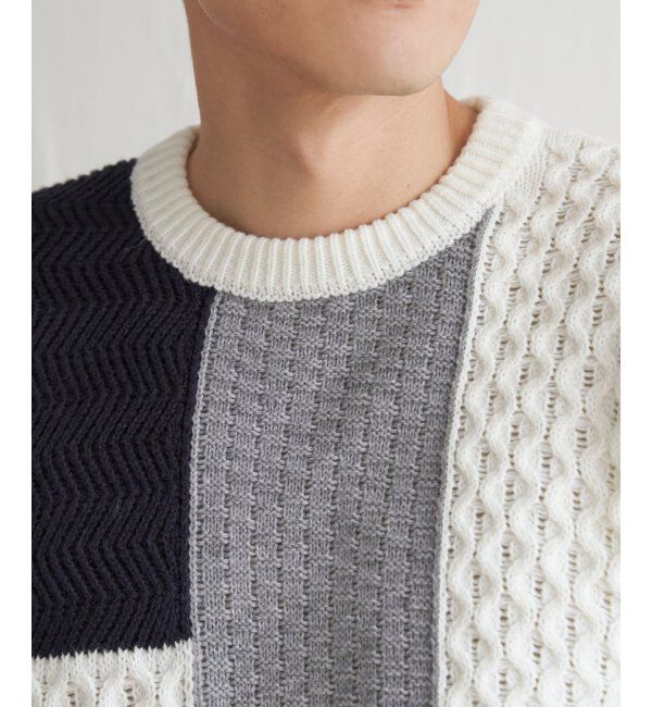 ikka「ブロックスジャガードニット」|プルオーバー|