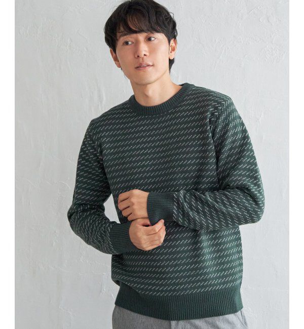 ikka「バーズアイニット」|プルオーバー|グリーン