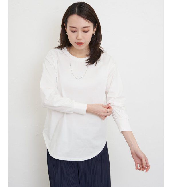 ikka「コットンUSA裾ラウンドロンT」|Tシャツ・カットソー|