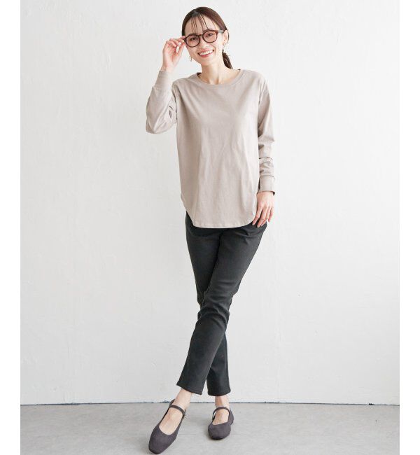 ikka「コットンUSA裾ラウンドロンT」|Tシャツ・カットソー|