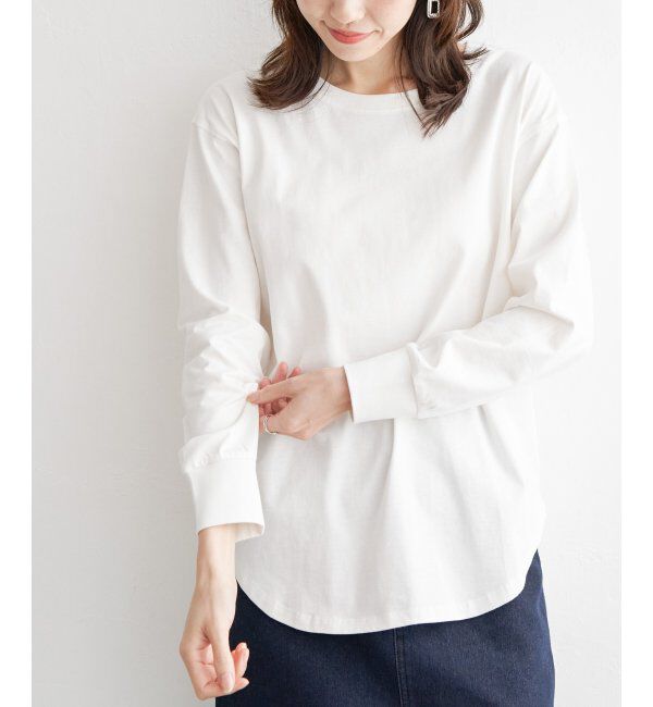 ikka「コットンUSA裾ラウンドロンT」|Tシャツ・カットソー|