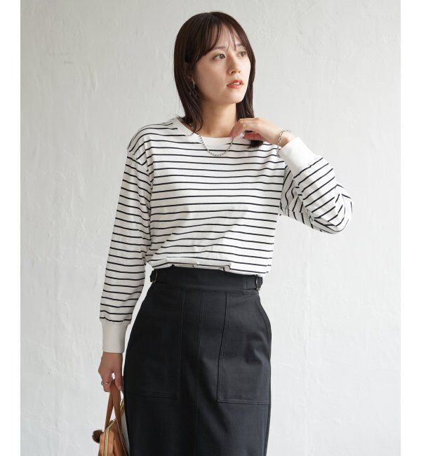 ikka「コットンUSA裾ラウンドロンT」|Tシャツ・カットソー|