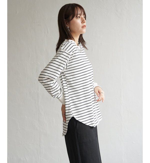 ikka「コットンUSA裾ラウンドロンT」|Tシャツ・カットソー|