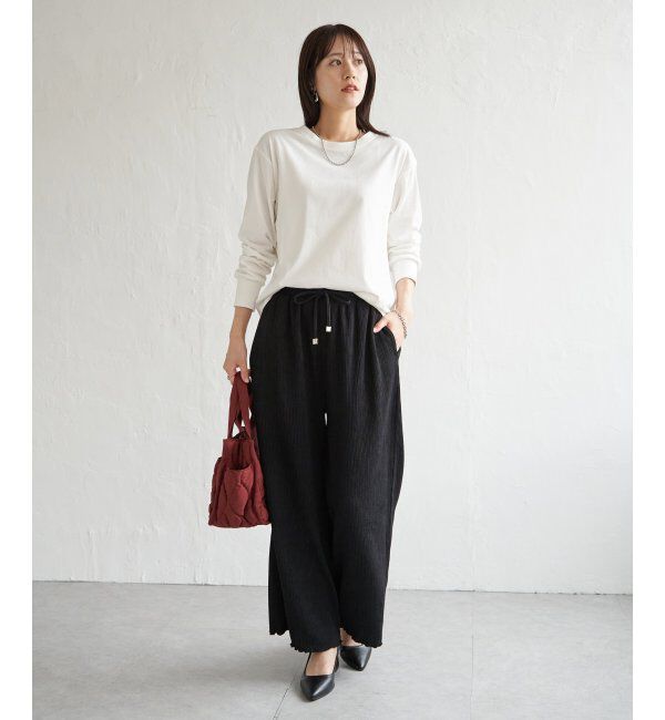 ikka「コットンUSA裾ラウンドロンT」|Tシャツ・カットソー|