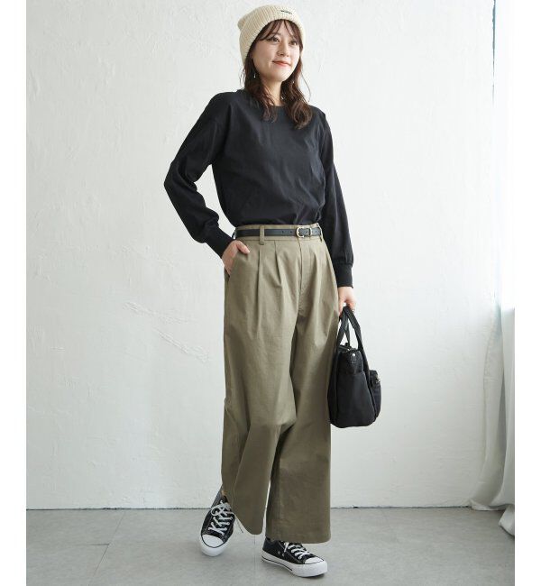 ikka「コットンUVケア裾ラウンドロンT」|Tシャツ・カットソー|