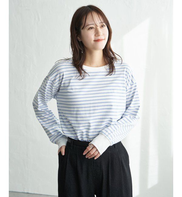 ikka「コットンUVケア裾ラウンドロンT」|Tシャツ・カットソー|