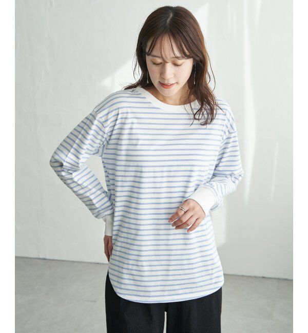 ikka「コットンUVケア裾ラウンドロンT」|Tシャツ・カットソー|