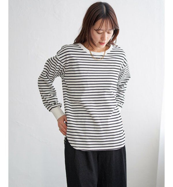 ikka「コットンUVケア裾ラウンドロンT」|Tシャツ・カットソー|